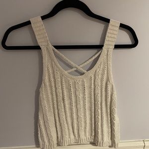 white knitted tank top